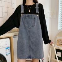 夏秋2021新款背带裙加肥大码胖mm日系小个子女减龄牛仔裙宽松短裙