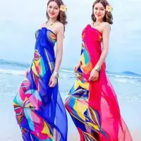 三个尺寸大女士春夏丝巾女防晒围巾沙滩巾长款雪纺印花披肩