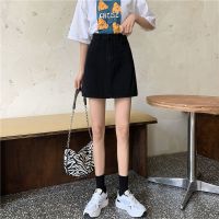 高腰牛仔短裙女2021春夏新款a字裙显瘦百搭大码黑色包臀半身裙子