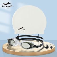 游泳帽女防水护耳长发不勒头泳帽男士成人儿童通用硅胶帽泳镜套装