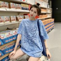 小熊短袖t恤女装夏季2021新款设计感小众下衣失踪宽松上衣服ins潮