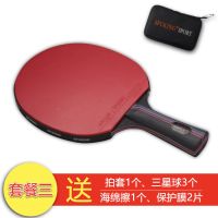 乒乓球拍6星单支装训练六星乒乓球拍红黑单拍学生成人拍9.8套餐