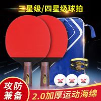 乒乓球拍三星双打初学者兵乓球直拍横拍成人中小学生2只