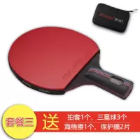 乒乓球拍6星单支装训练六星乒乓球拍红黑单拍学生成人拍9.8套餐三
