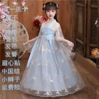 汉服女童六一活动小女孩春夏款中国风交领款仙女连衣裙古装
