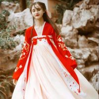 汉服女学生古装霸气长袖款仙女裙中国风龙母齐胸腰襦裙夏季套装
