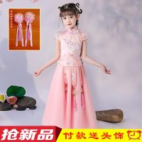 汉服女童夏装儿童古装唐装旗袍连衣裙仙女孩中国风短袖公主裙夏
