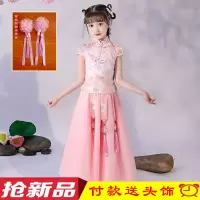 汉服女童夏装儿童古装唐装旗袍连衣裙仙女孩中国风短袖公主裙夏