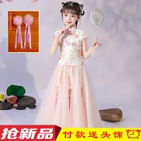 汉服女童夏装儿童古装唐装旗袍连衣裙仙女孩中国风短袖公主裙夏