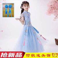 汉服女童夏装儿童古装唐装旗袍连衣裙仙女孩中国风短袖公主裙夏