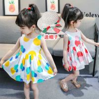 女童连衣裙夏新款棉中小童无袖背心裙子宝宝收腰波点棉布裙洋气