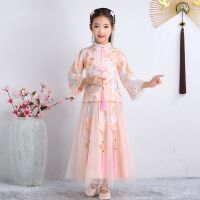 汉服女童唐装仙女裙小学生连衣裙古装儿童礼服公主裙夏装旗袍套装