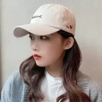 ins刺绣鸭舌帽日系款软顶棒球帽潮韩版休闲防晒遮阳帽女帽子