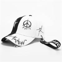 黑白拼色个性棒球帽夏鸭嘴帽男女铁环飘带子潮人ins鸭舌帽子