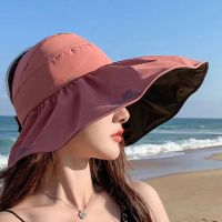 渔夫帽女2021新款夏季黑胶防uv紫外线遮脸大檐帽遮阳防晒帽子