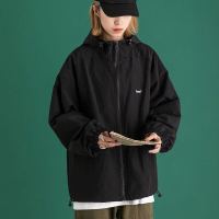 双层春秋工装外套女新款学院风日系古着ins潮连帽棒球服宽松上衣