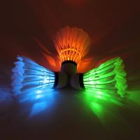 8只发光羽毛球带灯七彩闪光夜用塑料尼龙led夜光羽毛球