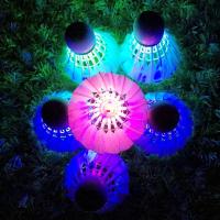 8只发光羽毛球带灯七彩闪光夜用塑料尼龙led夜光羽毛球