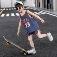 童装男童背心短裤套装夏季薄款儿童篮球服冰丝男孩帅气无袖夏装潮