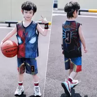 男童夏装套装2021新款中大童儿童蜘蛛侠速干衣夏季薄款运动篮球服