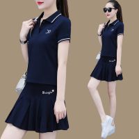 棉夏季休闲运动套装裙女夏天2021年新款显瘦时尚短裙两件套裙子