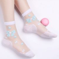 夏季女童水晶棉袜冰丝船袜儿童透气丝袜宝宝春秋薄款婴儿短袜子