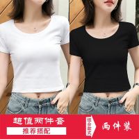 短款t恤女短袖2021夏季新款高腰漏肚脐紧身露脐上衣修身体恤t