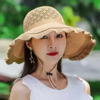 可水洗折叠帽子夏女士防晒韩版遮阳帽太阳帽大檐沙滩凉帽盆针织帽
