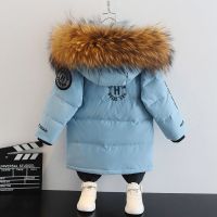 儿童装男童羽绒服2021新款女童中长款中小童加厚宝宝反季