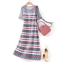 2021夏季新款女款时尚百搭几何印花宽松显瘦通勤潮连衣裙