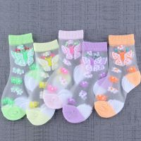 女宝宝袜子季夏薄款水晶袜儿童花边袜蕾丝公主袜婴儿女童丝袜薄