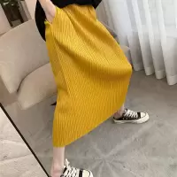 小红书自制三宅褶皱裙pp系列中长款直筒松紧百褶半身裙仙