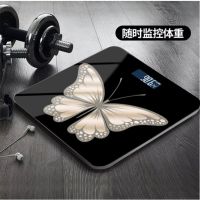 usb充电电子秤蝴蝶黑色体重秤家用称重计量成人