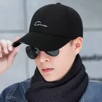 帽子男潮人百搭遮阳帽黑白色休闲出游防晒鸭舌帽黑色可调节