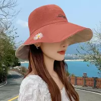 款渔夫帽女夏天日系遮脸韩版潮百搭双面遮阳大沿太阳防晒帽子