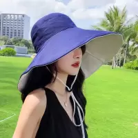 大帽檐帽子女夏遮阳帽防晒渔夫帽韩版百搭防紫外线遮脸太阳帽潮