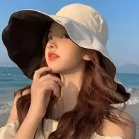 大帽檐帽子女夏遮阳帽防晒渔夫帽韩版百搭防紫外线遮脸太阳帽潮