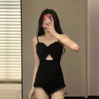 泳衣女连体仙女性感小胸聚拢修身遮肚显瘦平角裙式温泉游泳衣