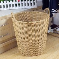 洗衣篮脏衣服收纳筐家用衣篓衣物框仿藤塑料编织篓手提野餐菜篮子