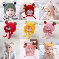 婴儿帽子秋冬季3-6-12个月女宝宝毛线帽冬天可爱萌儿童护耳帽男