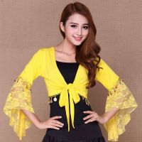 广场舞服装新款跳舞衣服喇叭袖练习服广场舞蹈服演出服披肩上衣女