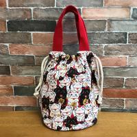 日式抽绳饭盒袋圆形束口手提袋学生便当包焖烧壶水杯袋圆手拎包袋