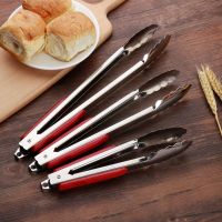 9寸不锈钢面包夹厨房食品夹烧烤菜夹自助餐牛排夹麻辣烫硅胶夹子