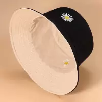 小雏菊双面戴渔夫帽女夏季日系太阳帽子女韩版潮百搭显脸小遮阳帽