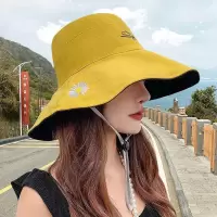 双面雏菊渔夫帽女夏季遮脸学生韩版防紫外线遮阳大沿太阳防晒帽子