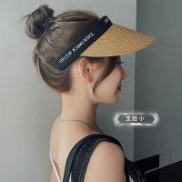 夏季ins草编空顶帽子女遮阳帽防晒沙滩草帽款无顶发箍太阳帽