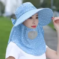 防晒帽女夏季帽子遮脸太阳帽大沿面罩凉帽防紫外线采茶骑车遮阳帽
