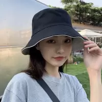 黑色渔夫帽女夏季韩版百搭日系防晒遮阳太阳帽子夏天男盆帽潮