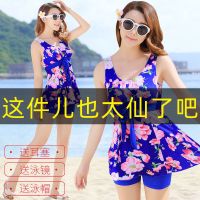 泳衣女性感韩版学生小清新保守分体平角泳装女士加肥加大码游泳衣