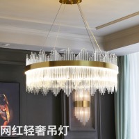 夕牧 2022新款网红客厅吊灯高档大气简约现代北欧轻奢水晶灯卧室餐厅饭厅厨房圆形广东中山古镇灯具